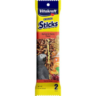 Vitakraft Crunch Sticks Parrot Treats, Apricot/Cherry, 5.5 oz