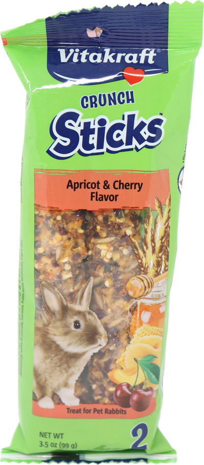 Vitakraft Crunch Sticks Rabbit Treats, Apricot/Cherry, 3.5 oz-2 pk