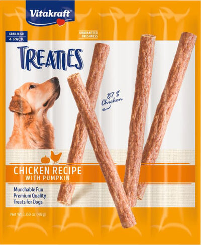 Vitakraft Treaties Dog Treats, Chicken/Pumpkin, 4 pk - Long Lasting Chews