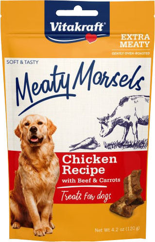 Vitakraft Meaty Morsels Dog Treats, Beef/Carrot, 4.2 oz - Soft Treats