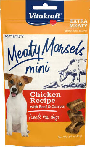 Vitakraft Meaty Morsels Mini Dog Treats, Beef/Carrot, 1.69 oz - Soft Treats