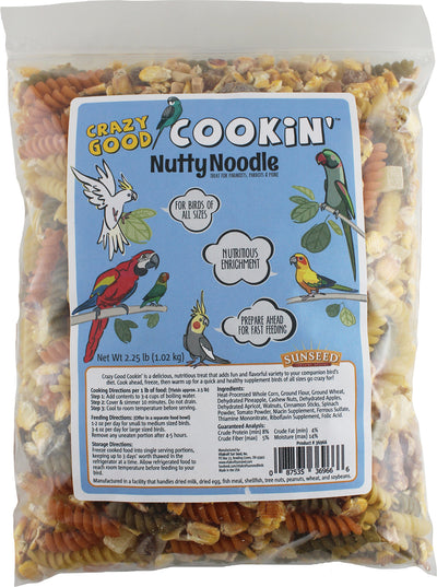 Sunseed Crazy Good Cookin' Bird Treat, Nutty Noodle, 12 oz - Edibles