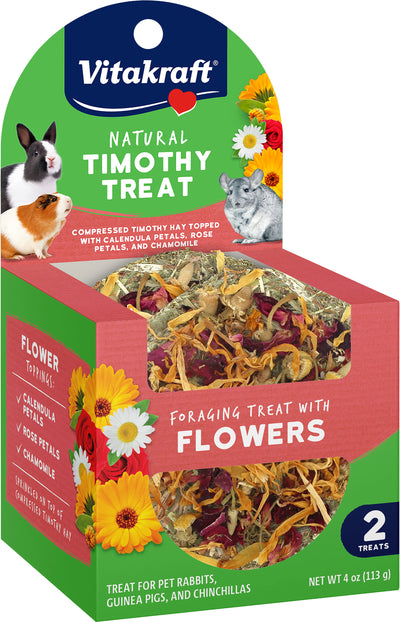 Vitakraft Natural Timothy Treat W/Flowers SM an, Flowers, 4 oz-2 pk - Edibles