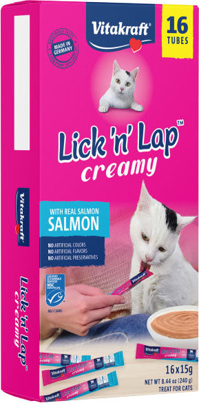 Vitakraft Lick n Lap Creamy Cat Treat, Salmon, 8.4 oz-16 pk - Edibles