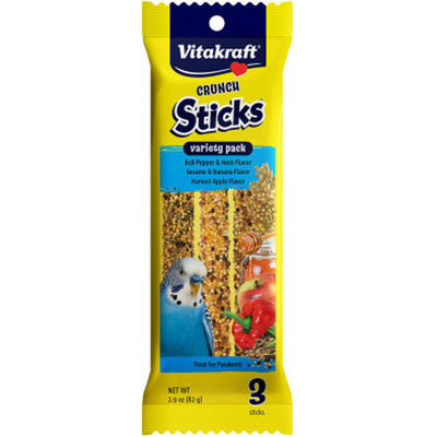 Vitakraft Crunch Sticks Variety pk Parakeet Treats, Banana/Apple/Herb, 2.9oz-3 pk