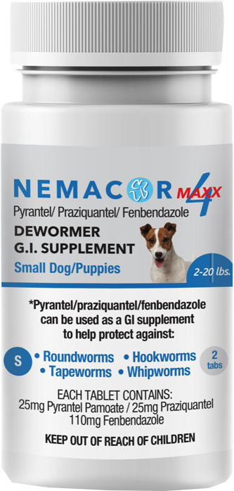 Nemacor Maxx 4 Dewormer Tablets for Dogs, 2-20lb 2ct - Wormers