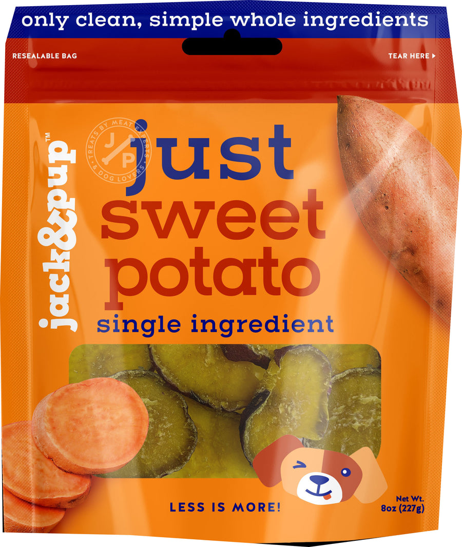 Jack & Pup Just Real Ingredients Oven Baked Treats, Sweet Potato, 8 oz - Edible Bones & Biscuits