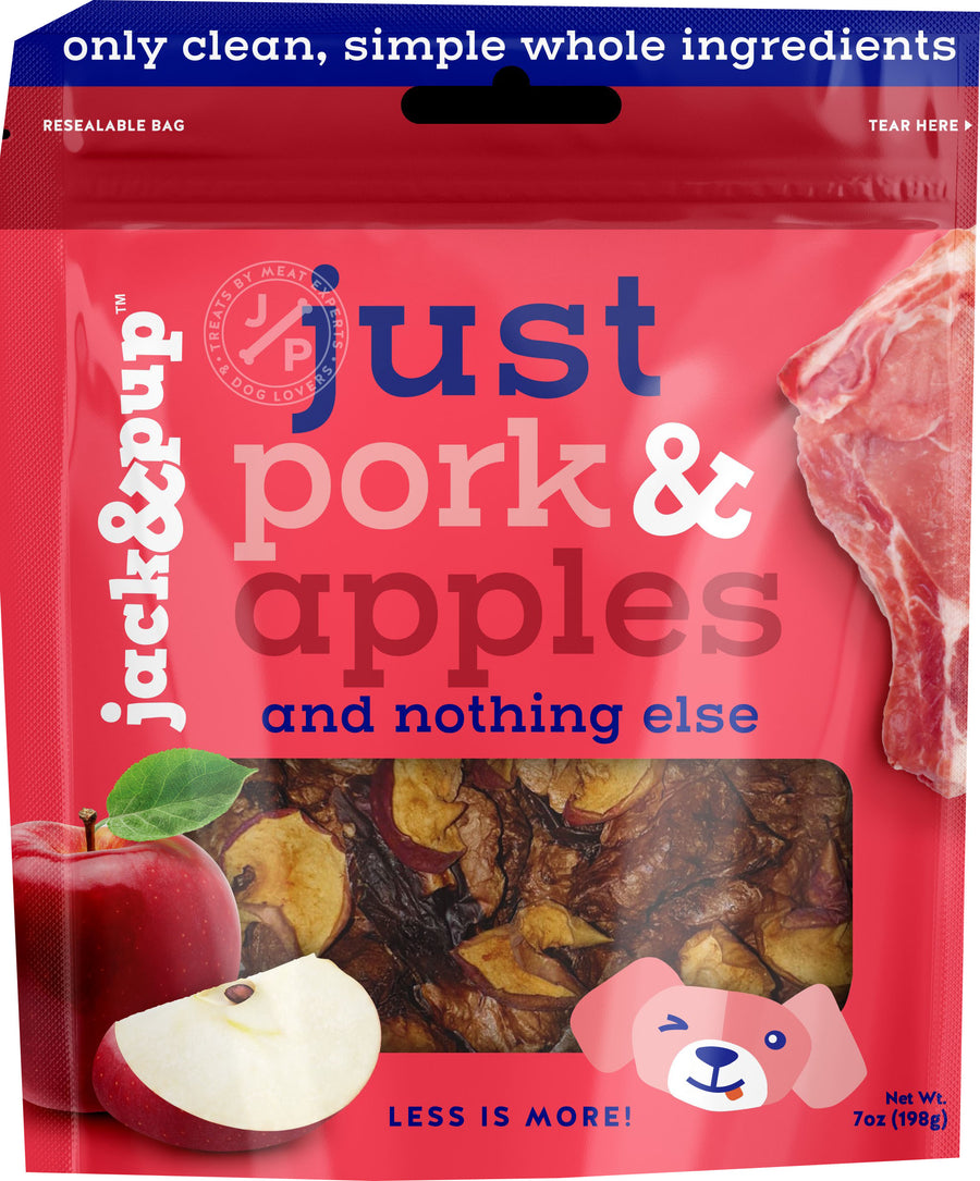 Jack & Pup Just Real Ingredients Oven Baked Treats, Pork/Apple, 7 oz - Edible Bones & Biscuits