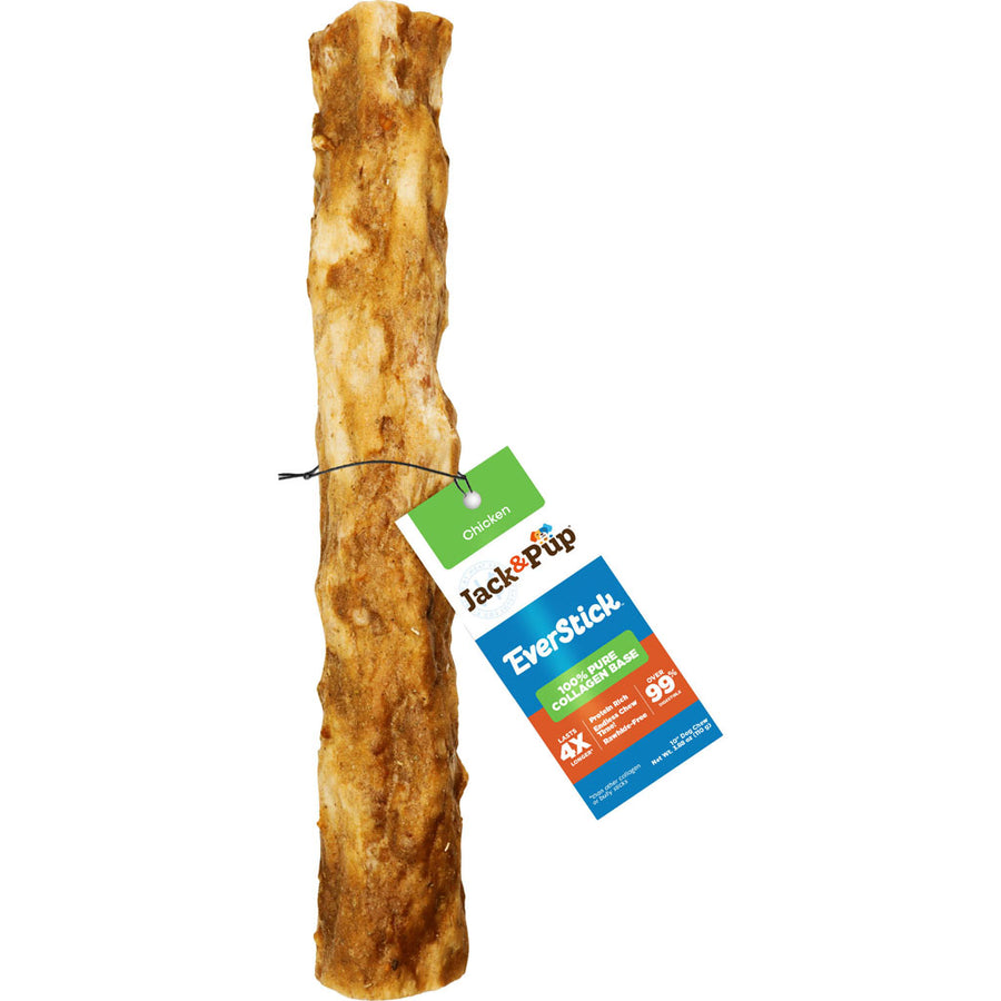 Jack & Pup Everstick 100% Collagen Base Stick, Chicken, 10 in - Rawhide/ Body Parts