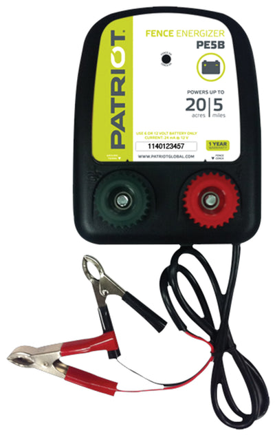 Patriot pe5b Battery Operated Fence Energizer, 5 Mile - Battery Power Fencer