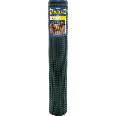 Tenax Plastic Hex Net Poultry Fence, Green, 4x50 ft - Hex Netting Vinyl Coat
