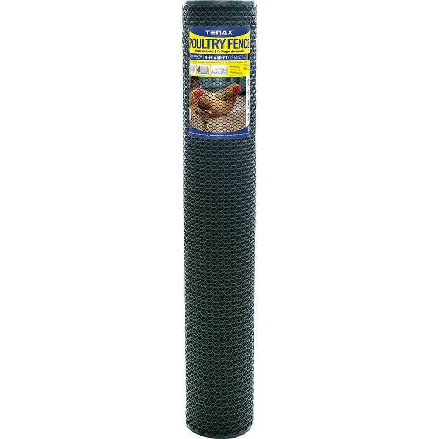 Tenax Plastic Hex Net Poultry Fence, Green, 4x50 ft - Hex Netting Vinyl Coat