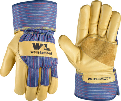 Wells Lamont Wl Mens White Mule Ins Leather Safety Cuff Glove, XL - Leather Insulated Work