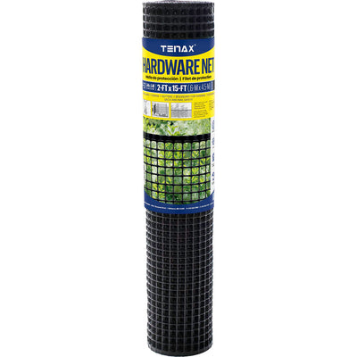Tenax Plastic Hardware Net, Black, 2x15 ft - Hex Netting Vinyl Coat
