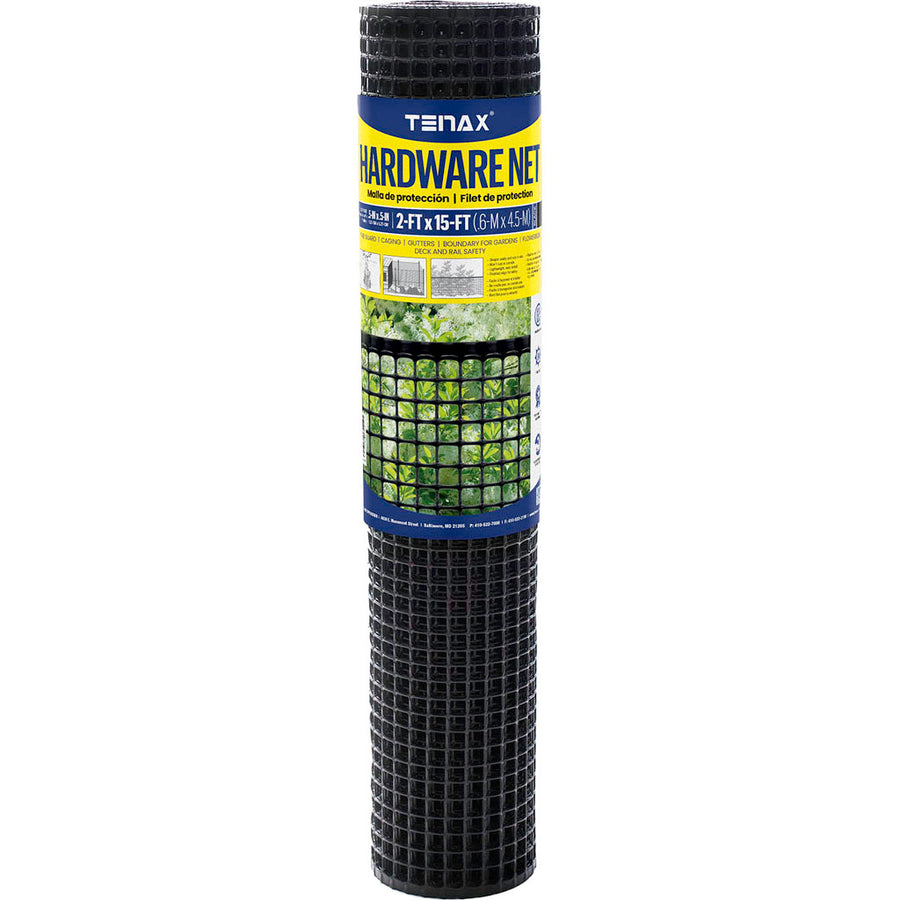 Tenax Plastic Hardware Net, Black, 2x15 ft - Hex Netting Vinyl Coat