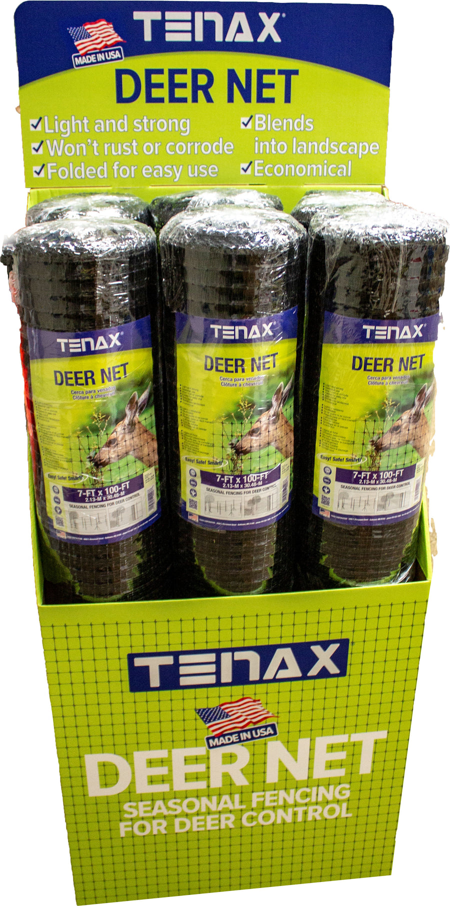 Tenax Deer Net Try Me Box Display, Black, 7x100 ft-6 pc - Plastic Deer and Snow Fence