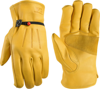 Wells Lamont Mens Cowhide Adjustable Work Glove, LG - Leather Work