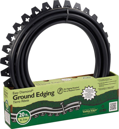 Valley View Industries Easy Diamond Ground Edging, Black, 1.25 in-20 ft - Edging and Border Supplies