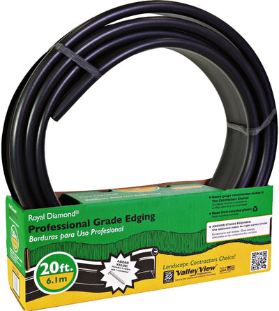 Valley View Industries Royal Diamond Professional Grade Landscape Edging, Black, 5 in-20 ft - Edging and Border Supplies