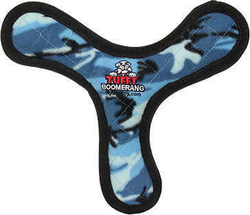 Tuffy Ultimate Boomerang Durable Squeaky Soft Dog, Blue, 11 in - Plush