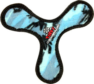 Tuffy Jr Boomerang Durable Squeaky Soft Dog Toy, Blue, 7 in - Plush