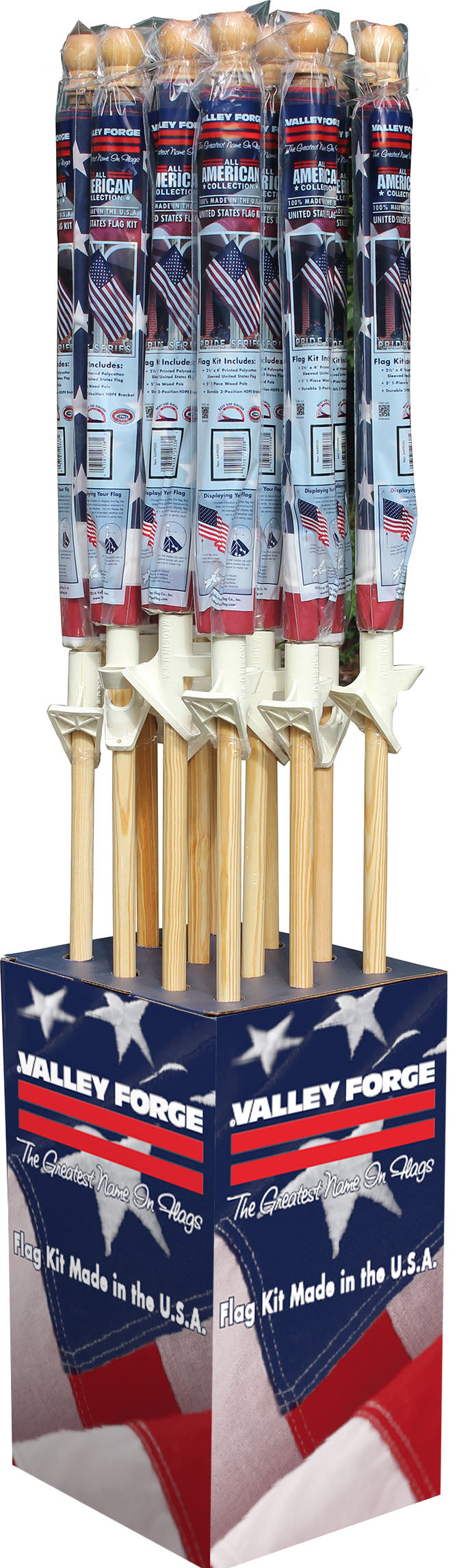 Vff 5' Wood Pole Us Flag Kit Display, 12 pc - Flags and Flag Accessories