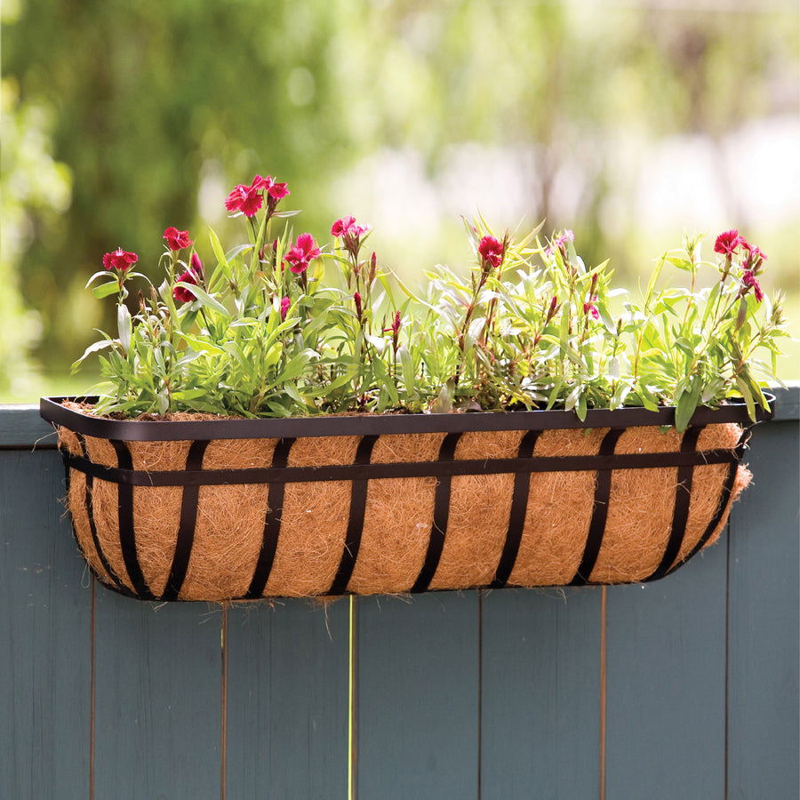 Panacea Products Wide Band Window Planter W/Coco Liner, Black, 36 in - Flower Boxes