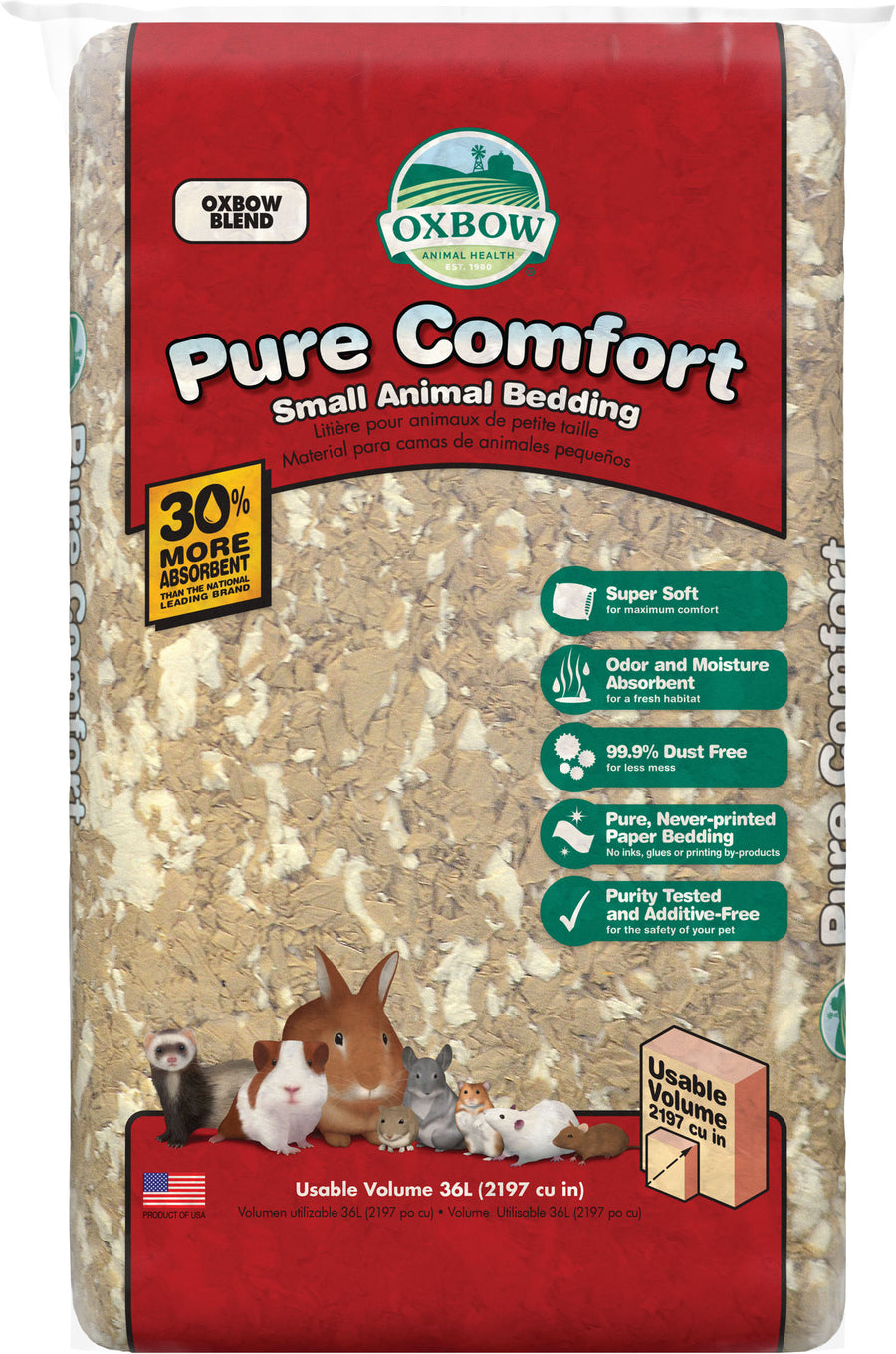 Pure Comfort Small Animal Paper Bedding, Blend, 36 l - Specialty