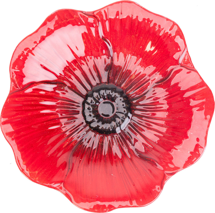 Panacea Products Glass Birdbath W/Stand, Red Poppy, 16 in - Baths-Pedestal
