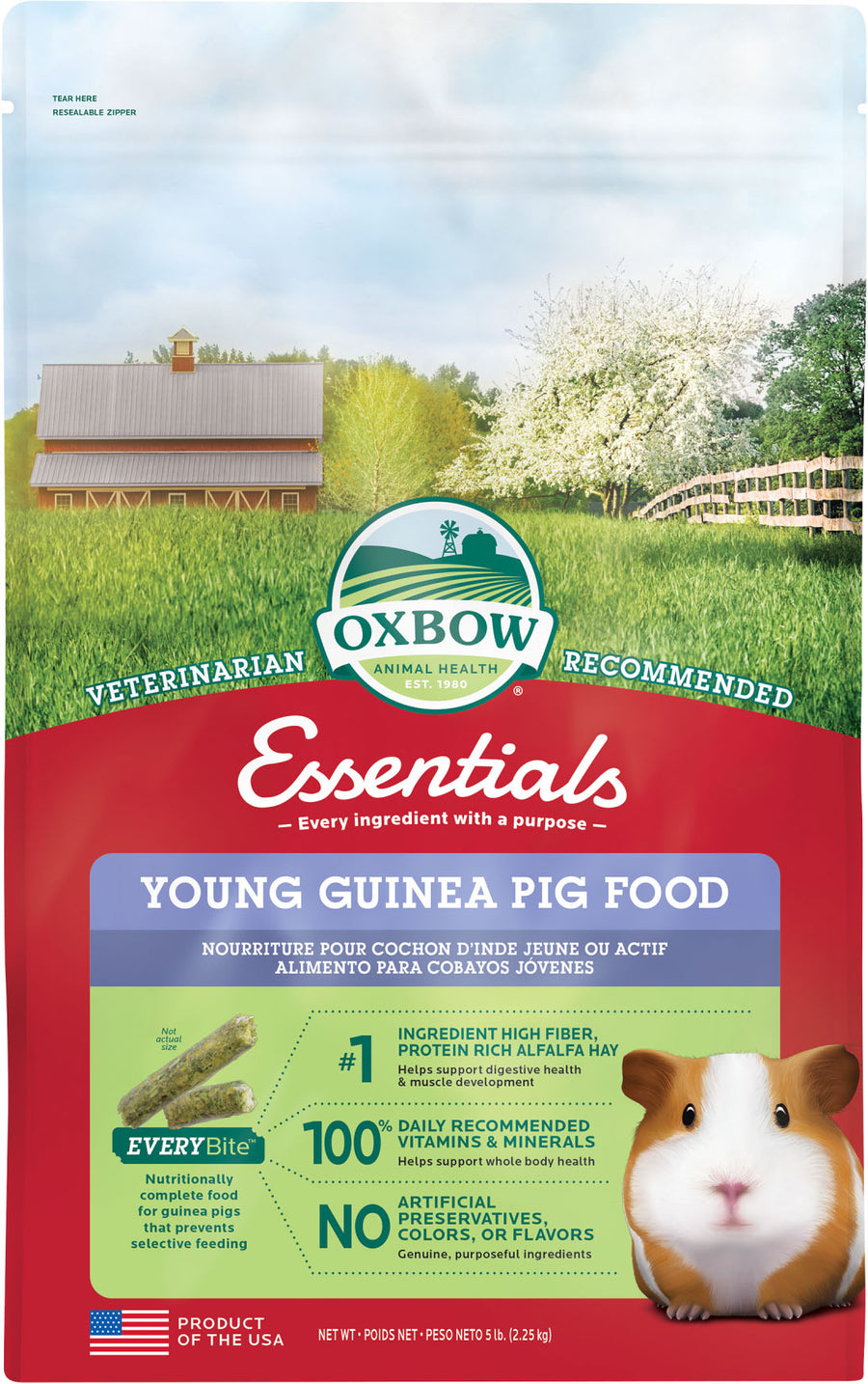 Oxbow Animal Health Essentials Young Guinea Pig Food, 5 lb
