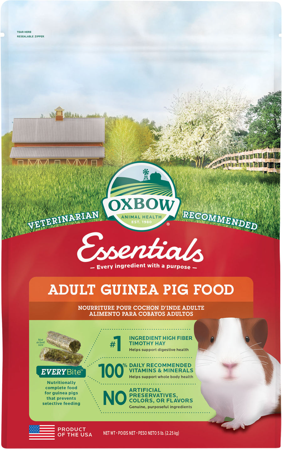 Oxbow Animal Health Essentials Adult Guinea Pig Food, 5 lb