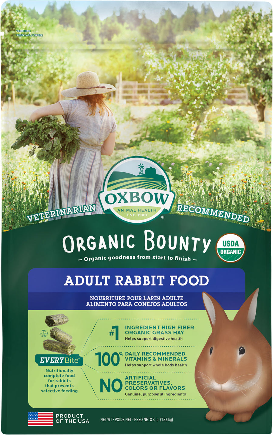 Oxbow Animal Health Organic Bounty Adult Rabbit Food, 3 lb