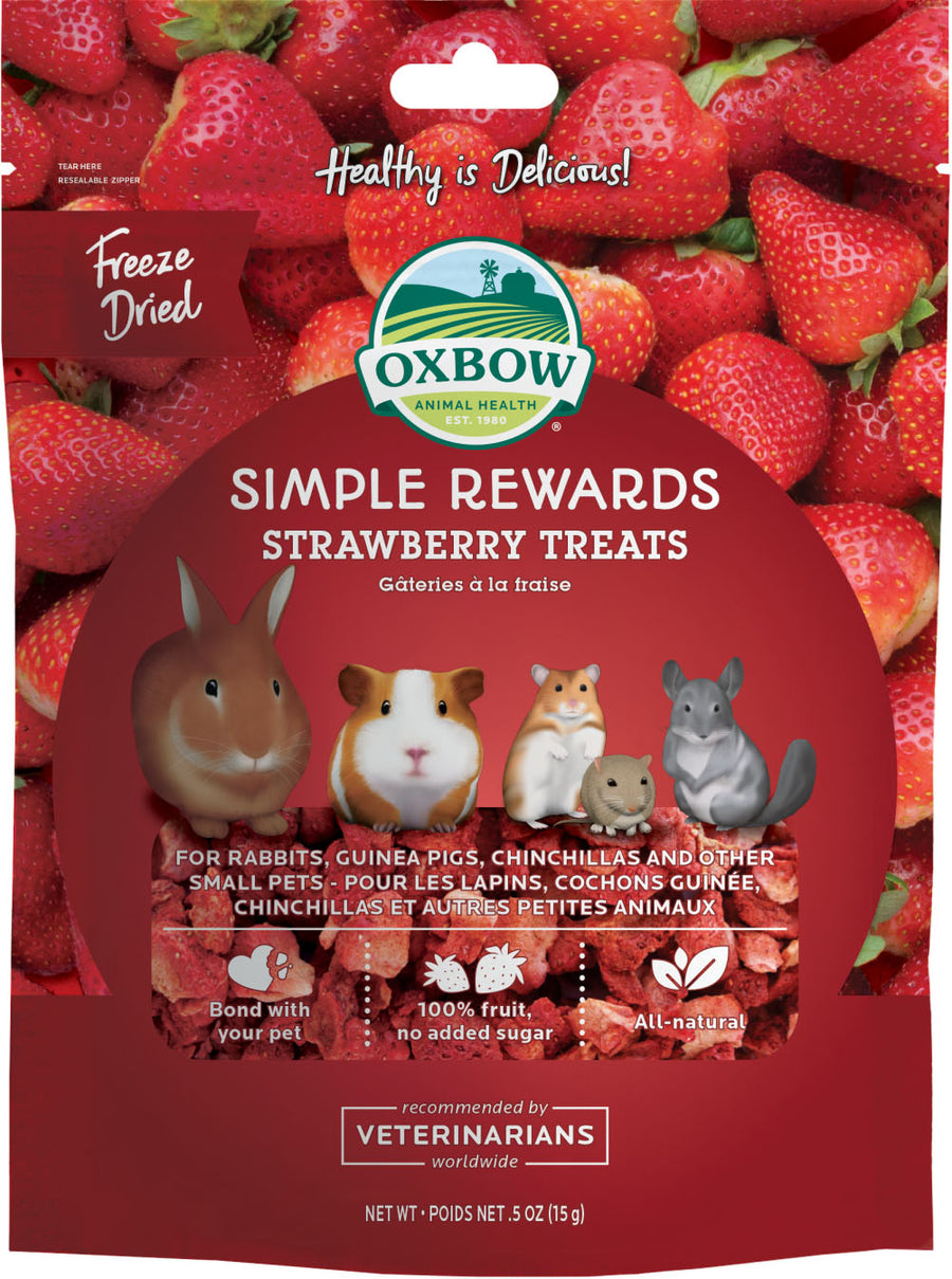 Oxbow Animal Health Simple Rewards Baked Treats, Strawberry, 0.50 oz - Edibles