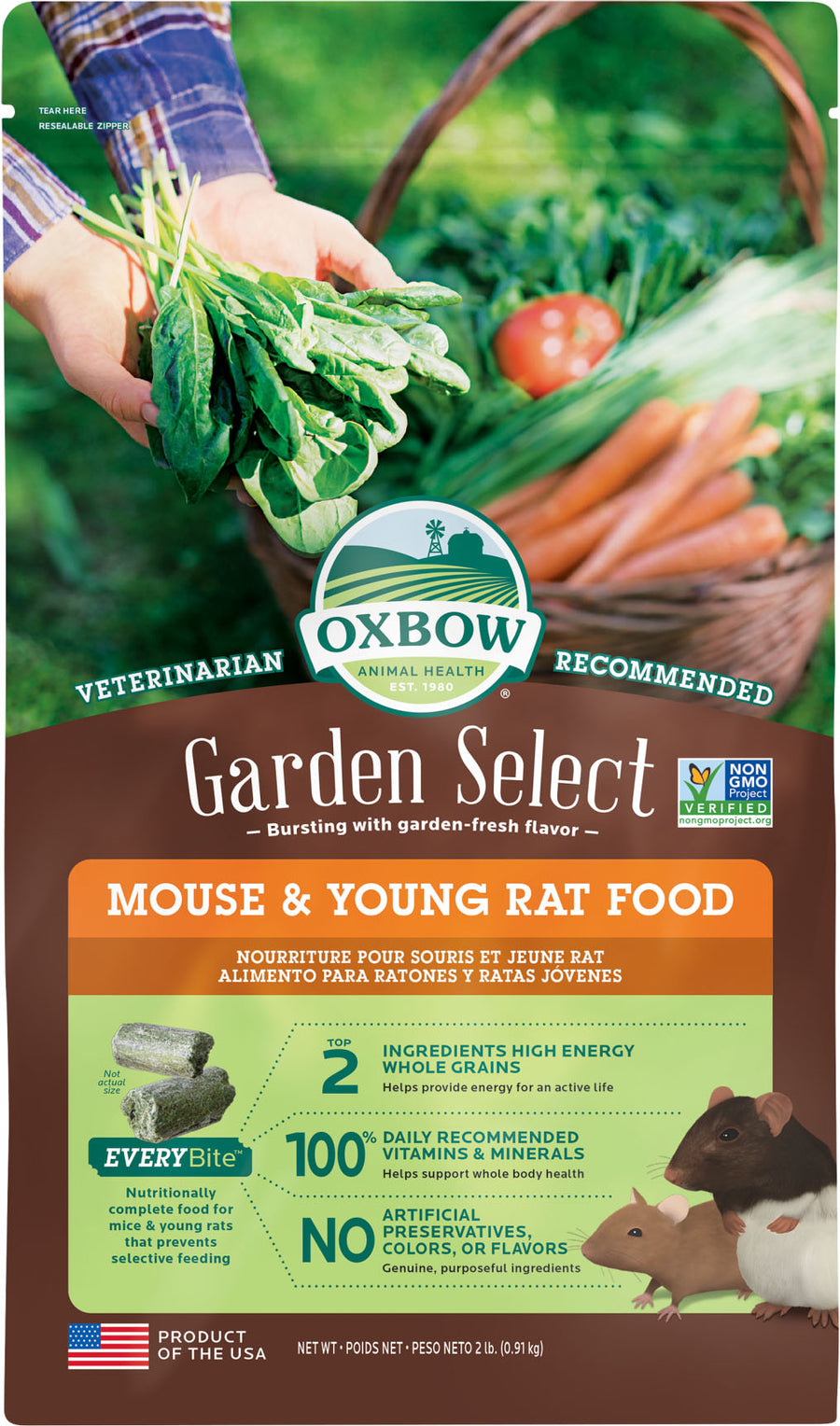 Oxbow Animal Health Garden Select Mouse & Young Rat Food, 2 lb - Rat & Mouse
