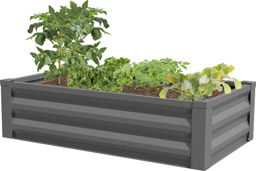 Panacea Galvanized Raised Garden Planter, Antique Iron, 48x26x12 in - Planters Decorative