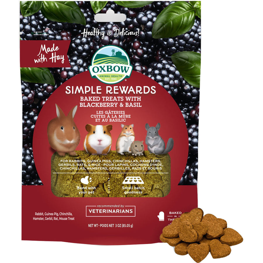 Oxbow Animal Health Simple Rewards Baked Treats, Blackberry & Basil, 3 oz - Edibles
