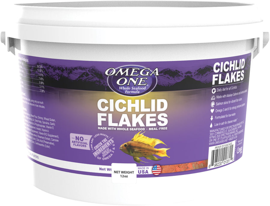 Omega One Cichlid Flake, 12 oz - Standard