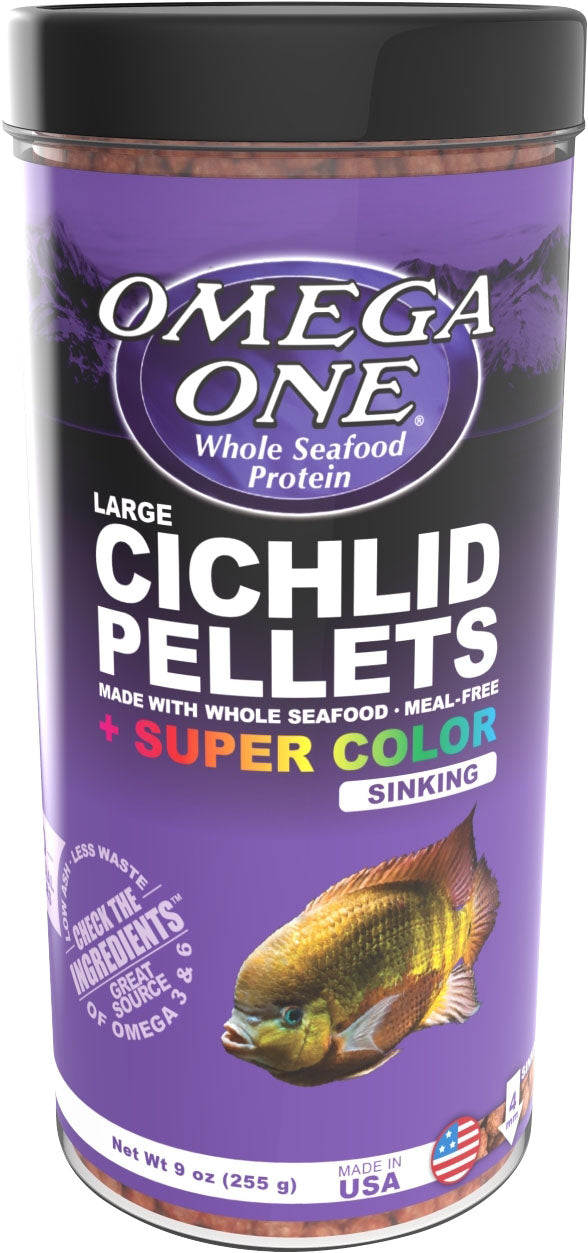 Omega One Super Color Cichlid Pellet Sink, lg-9 oz - Standard