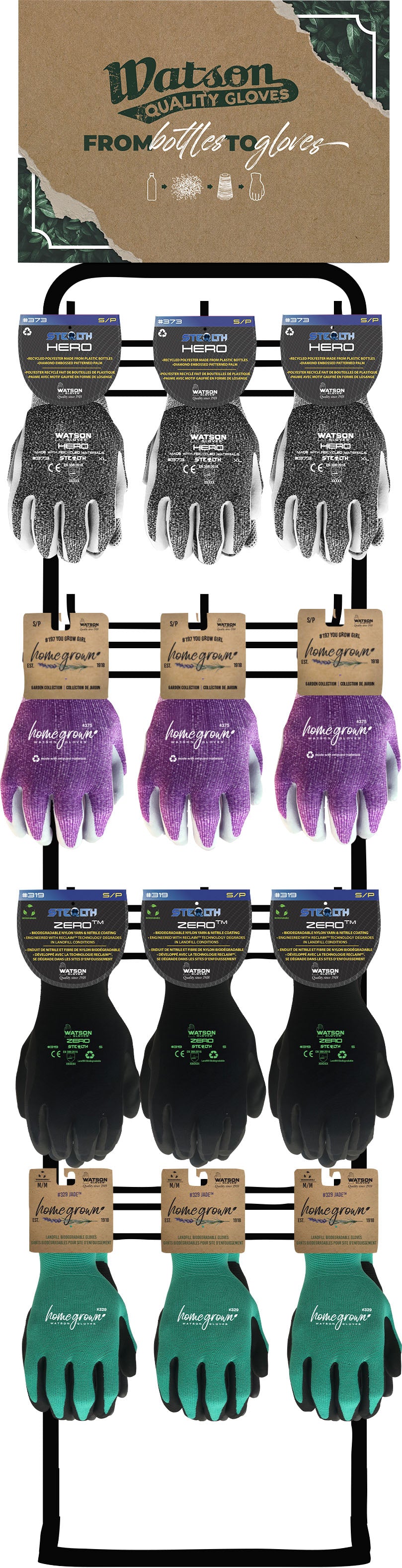 Watson Gloves Unisex 12 Peg Nitrile Display, 72 pc
