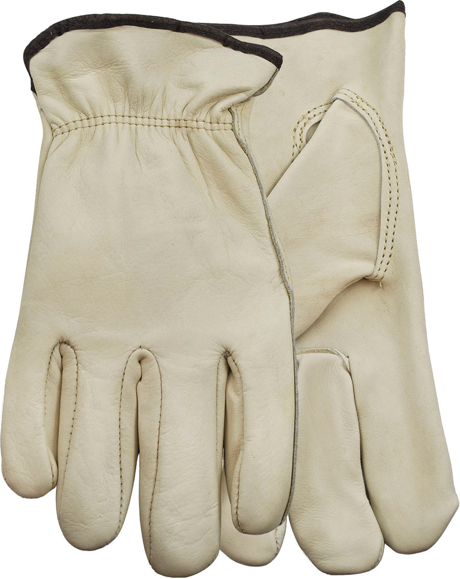 Watson Gloves Mens Man Handlers Full-Grain Cowhide, White, LG - Leather Work