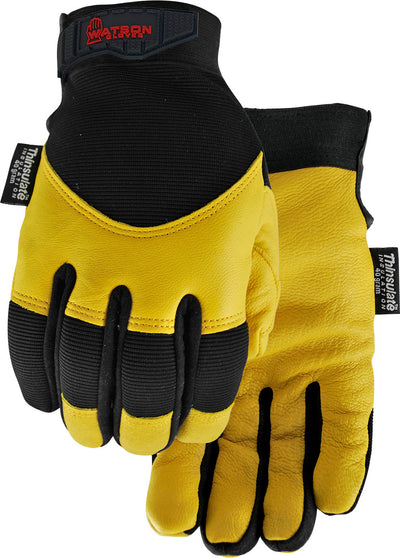 Watson Gloves Mens Winter Flextime Wastenot Fabric, Black, LG - Leather Insulated Work