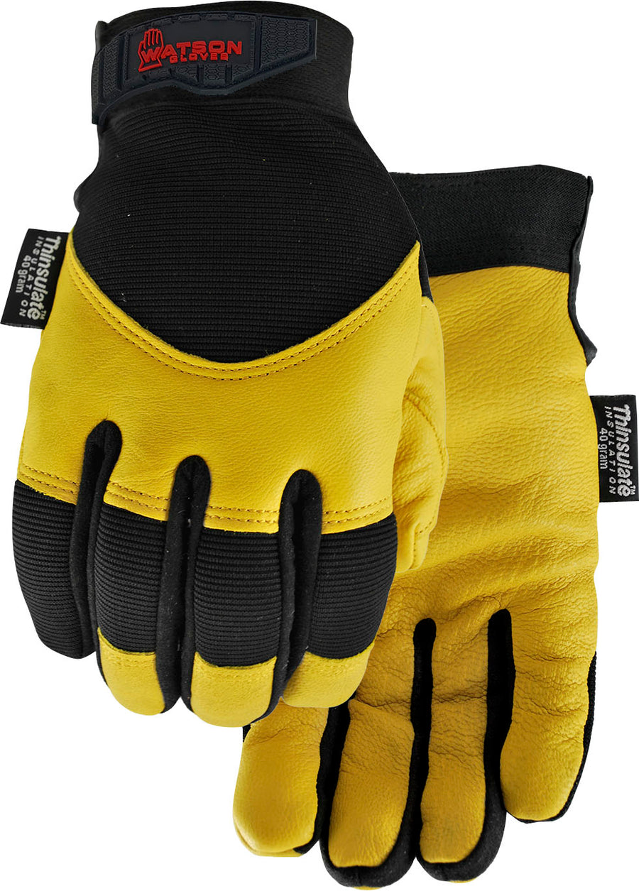 Watson Gloves Mens Winter Flextime Wastenot Fabric, Black, XXL - Leather Insulated Work