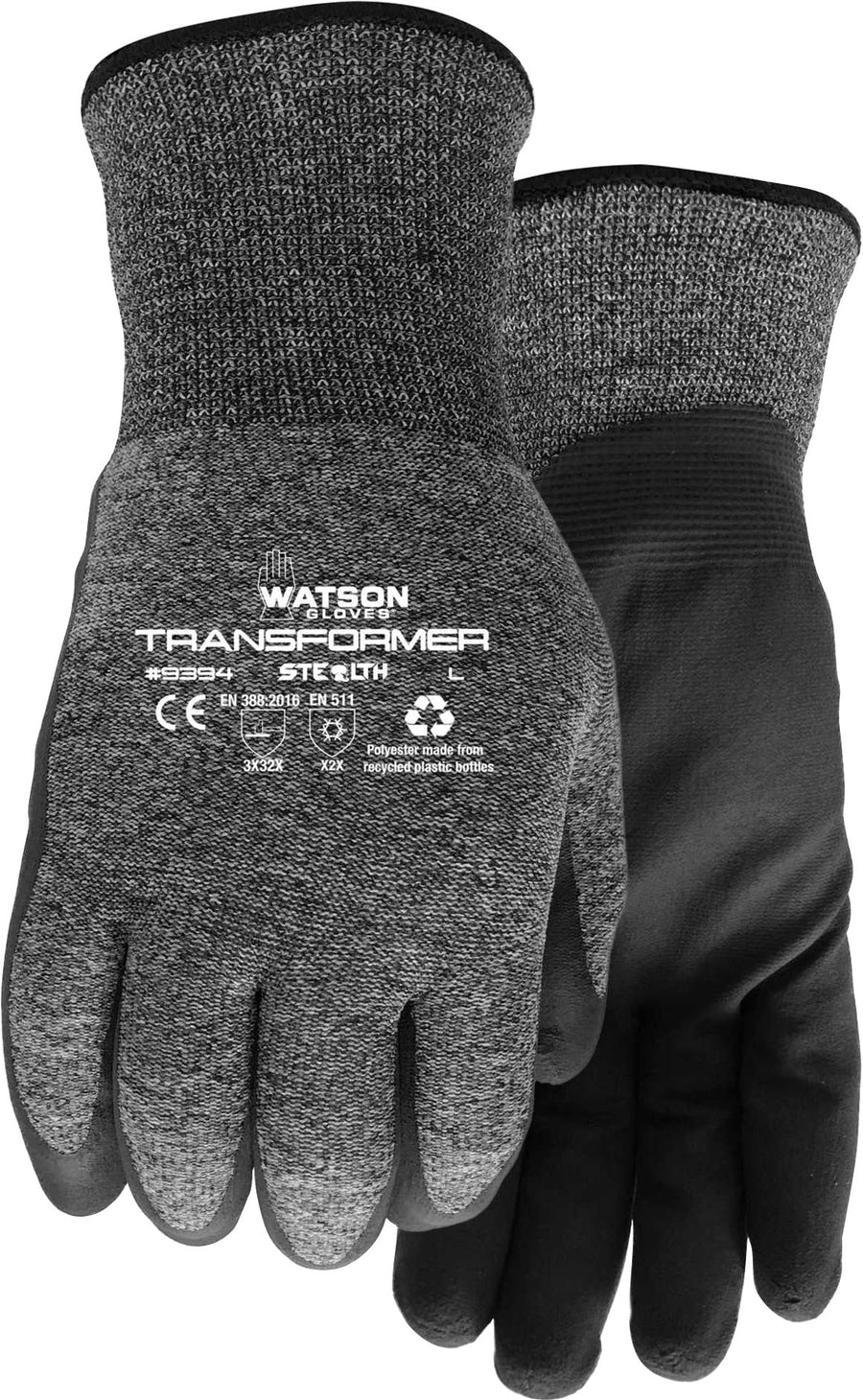 Watson Gloves Mens Stealth Transformer Wastenot, Black, XL - Coated