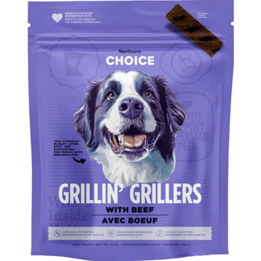 Nutrisource Choice Grillin Grillers Dog Treat, Beef, 12 oz - Long Lasting Chews