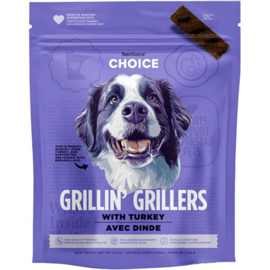 Nutrisource Choice Grillin Grillers Dog Treat, Turkey, 12 oz - Long Lasting Chews