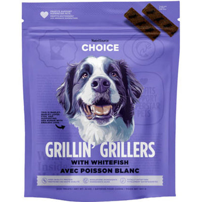 Nutrisource Choice Grillin Grillers Dog Treat, Whitefish, 32 oz - Long Lasting Chews