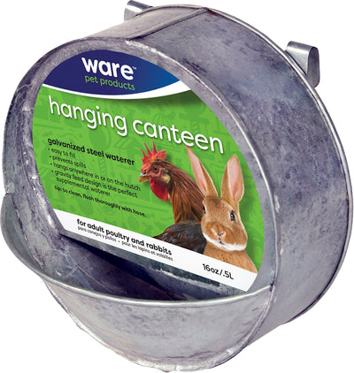 Ware Chicken Hanging Canteen Metal, 16 oz - Galvanized Waterer