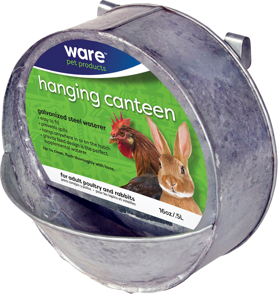 Ware Chicken Hanging Canteen Metal, 16 oz - Galvanized Waterer