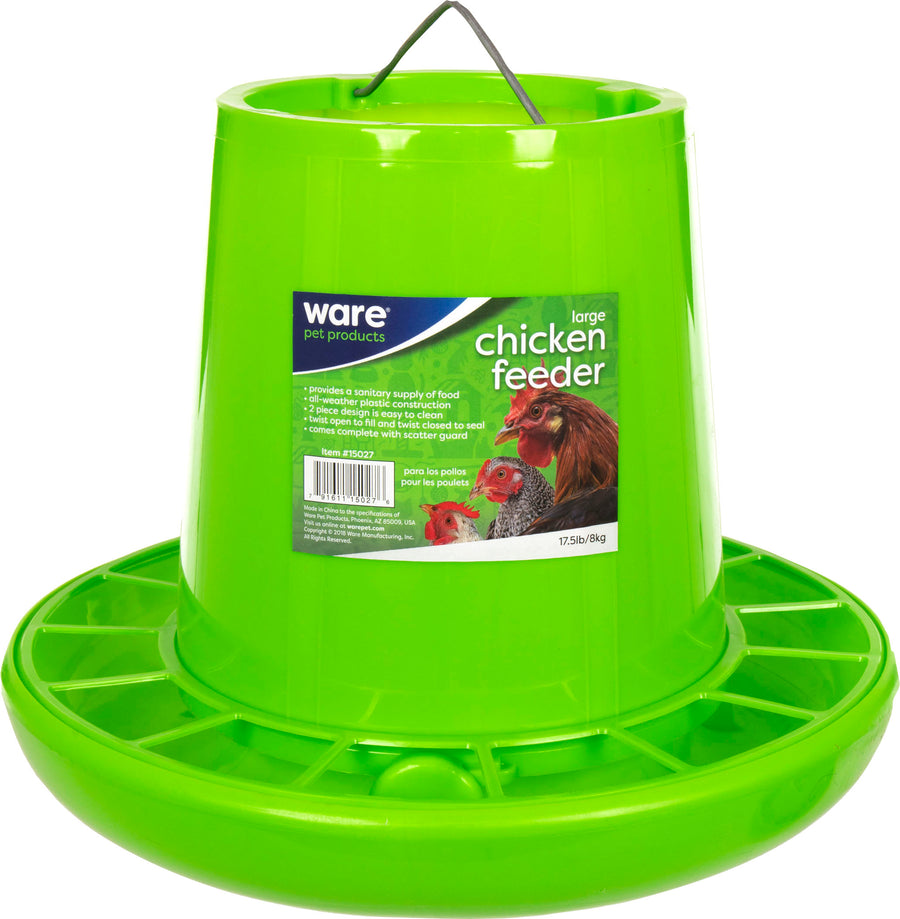 Ware Chicken Feeder Plastic, Green, 16.5 Lb-LG - Hanging Feeder