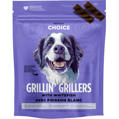 Nutrisource Choice Grillin Grillers Dog Treat, Whitefish, 12 oz - Long Lasting Chews